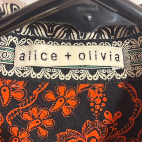 Alice+Olivia Silk Cotton Ruffle Sleeve Floral Collared Colourful Button Down Top - Picture 13 of 14
